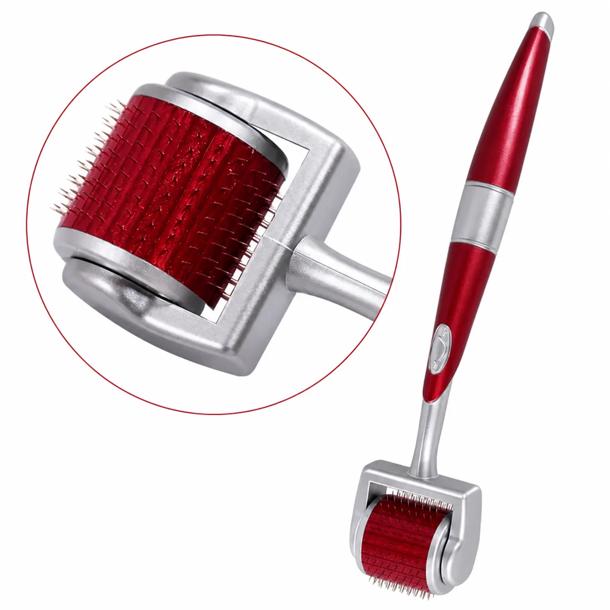 Titanium microneedle roller close-up detail